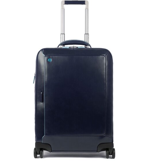 Piquadro Blue Square 4 Roll Cabin Trolley Leather 55 cm Laptop compartment blue