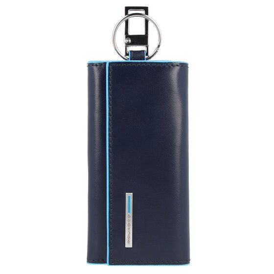 Piquadro Blue Square key wallet leather 6 cm blue