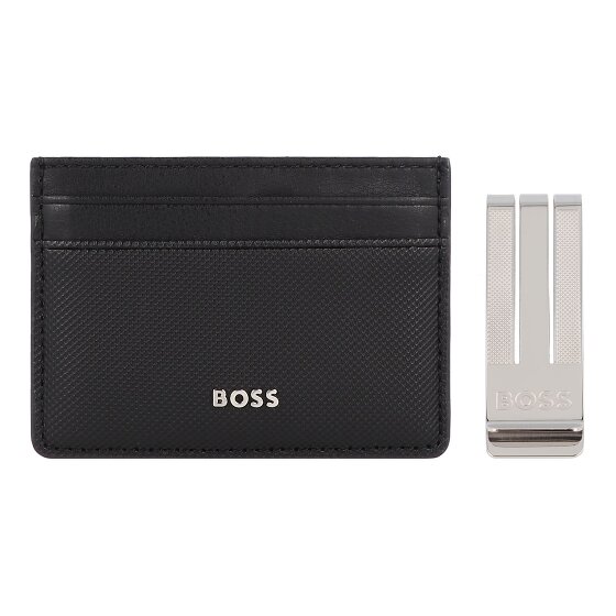 Boss GB Credit card holder gift box with money clip leather 2 pcs. black