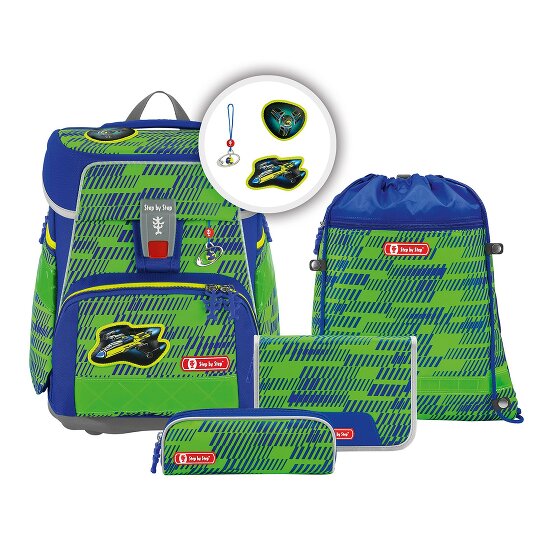 Step by Step Space Neon School Bag Set 5pcs. green